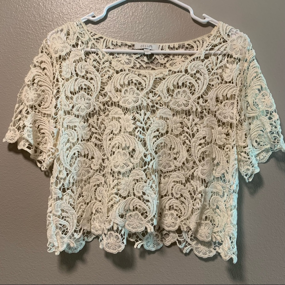 Cream lace crop top